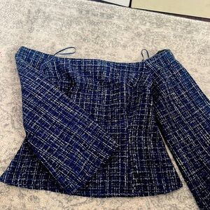 Zara off the shoulder textured tweed top